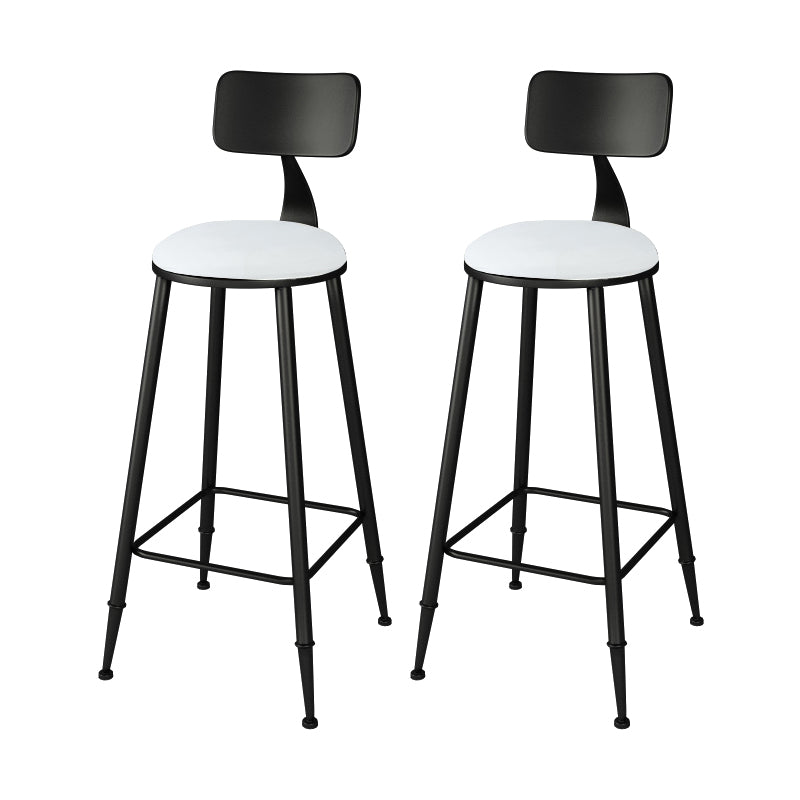 Modern Upholstered Dining Stools Round Armless Bar Stools with Footrest