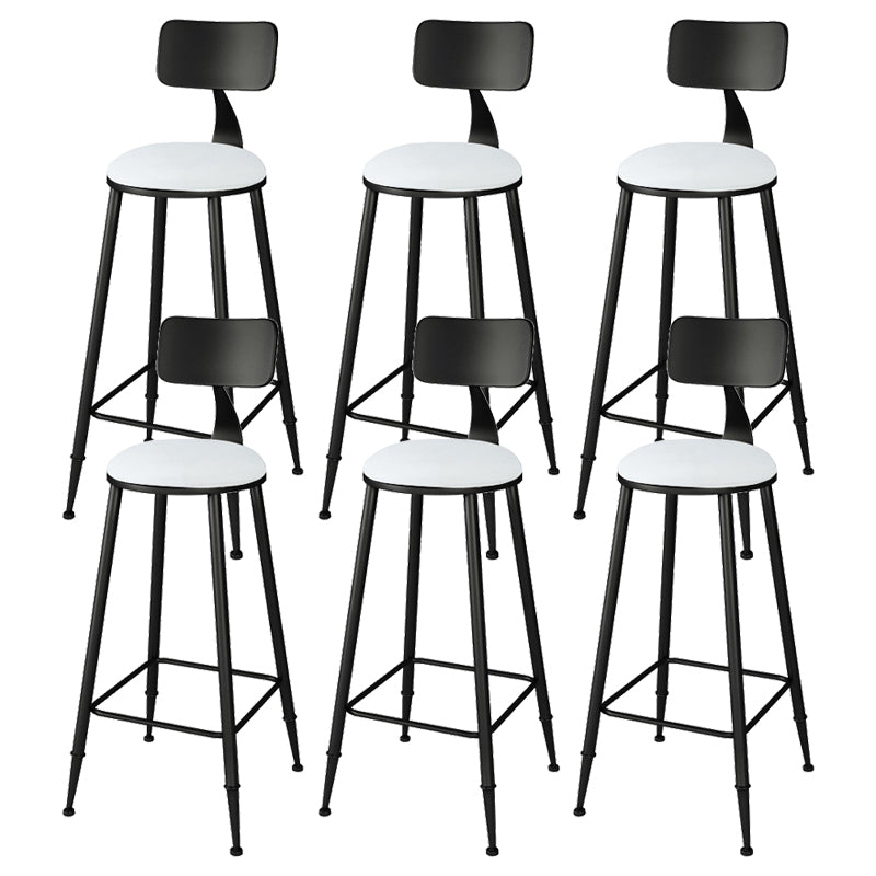 Modern Upholstered Dining Stools Round Armless Bar Stools with Footrest