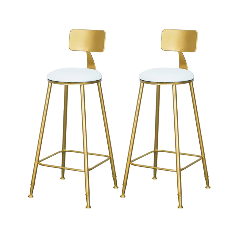 Modern Upholstered Dining Stools Round Armless Bar Stools with Footrest