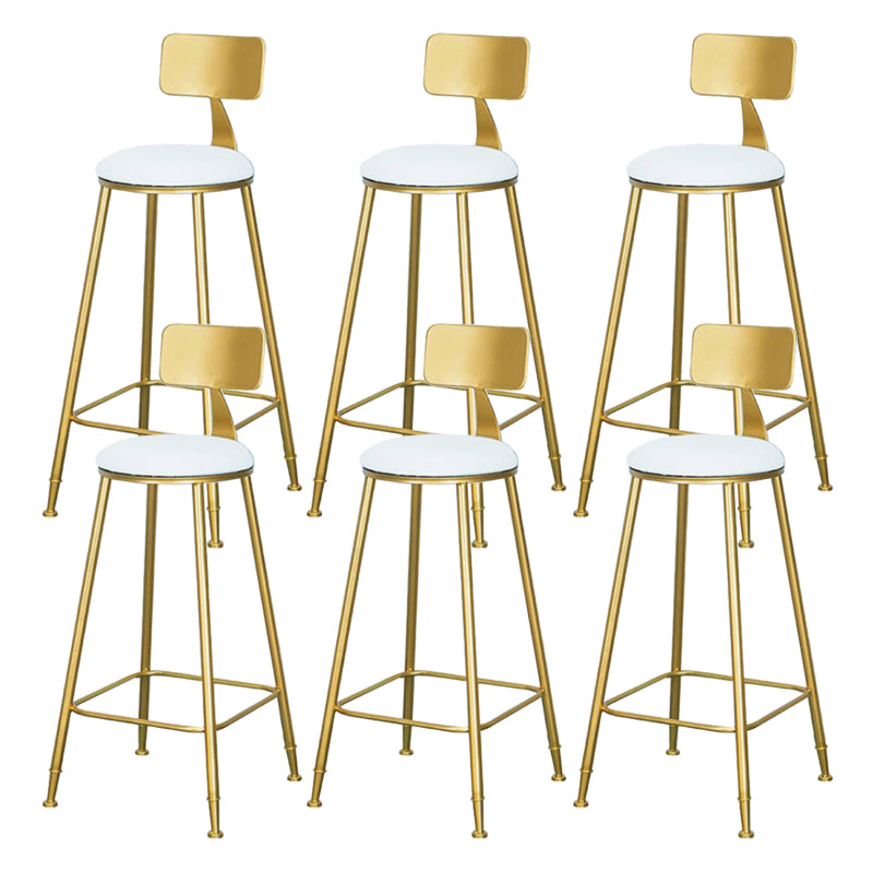Modern Upholstered Dining Stools Round Armless Bar Stools with Footrest