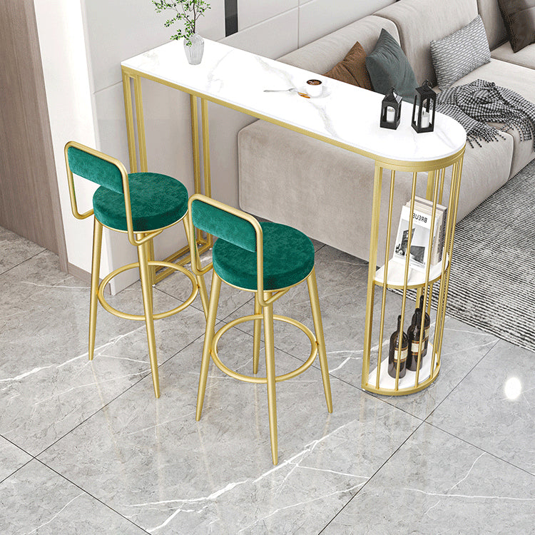 Free Form Double Pedestal Bar Dining Table Modern Stone and Metal Bar Table