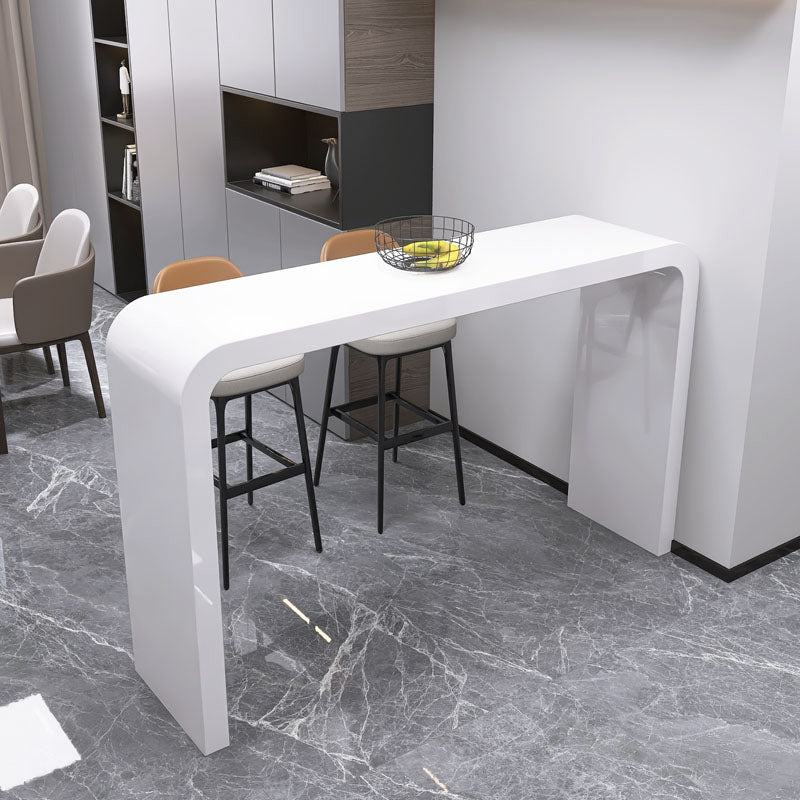 White Colour Bar Wine Table Wooden Counter Wine Table with Double Pedestal Base