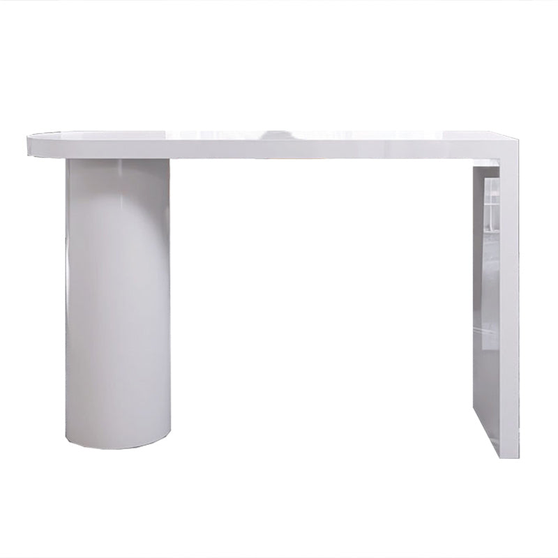 White Colour Bar Wine Table Wooden Counter Wine Table with Double Pedestal Base