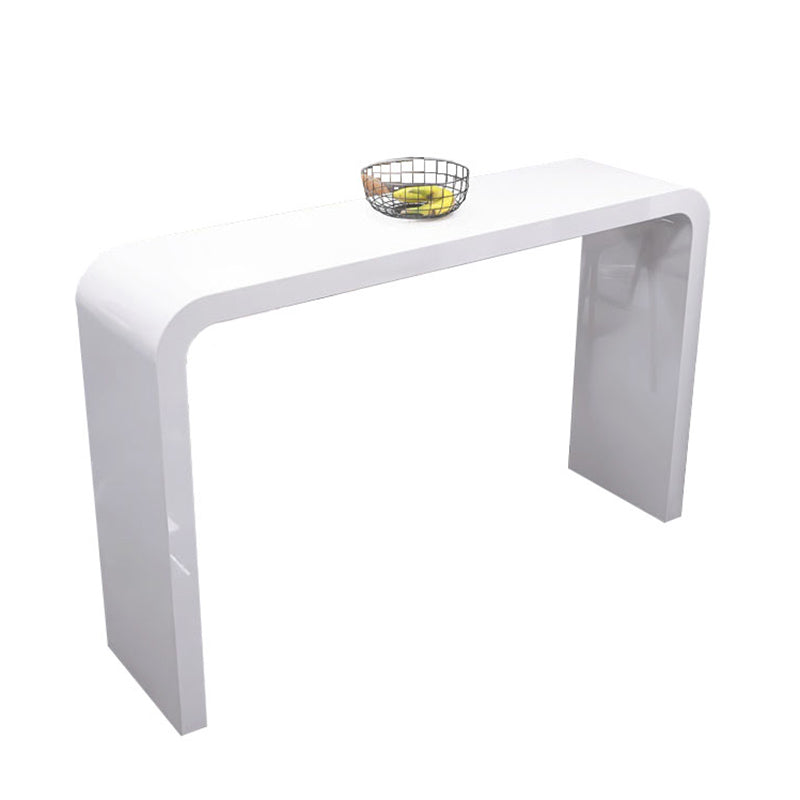 White Colour Bar Wine Table Wooden Counter Wine Table with Double Pedestal Base