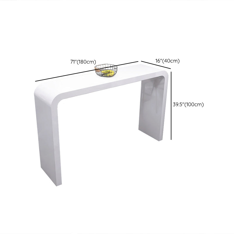 White Colour Bar Wine Table Wooden Counter Wine Table with Double Pedestal Base