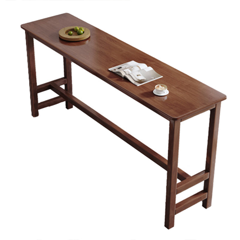 Contemporary Indoor Bar Dining Table Trestle Rectangle Wood Counter Table