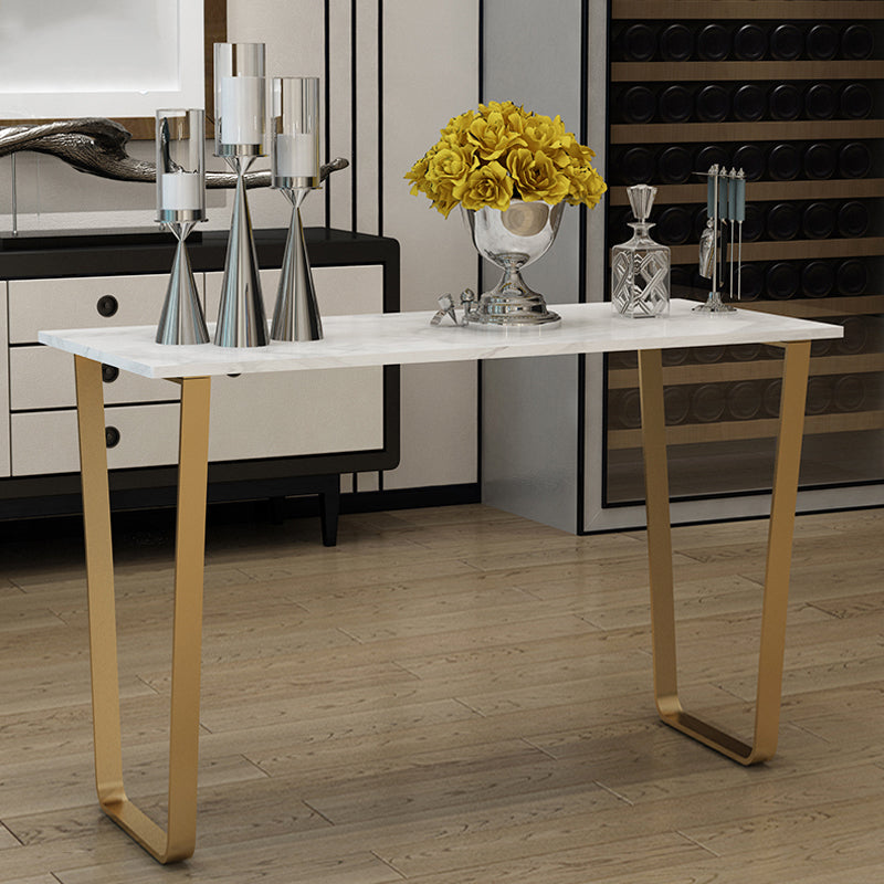 Glam Indoor Bar Dining Table White Marble Rectangle Counter Table