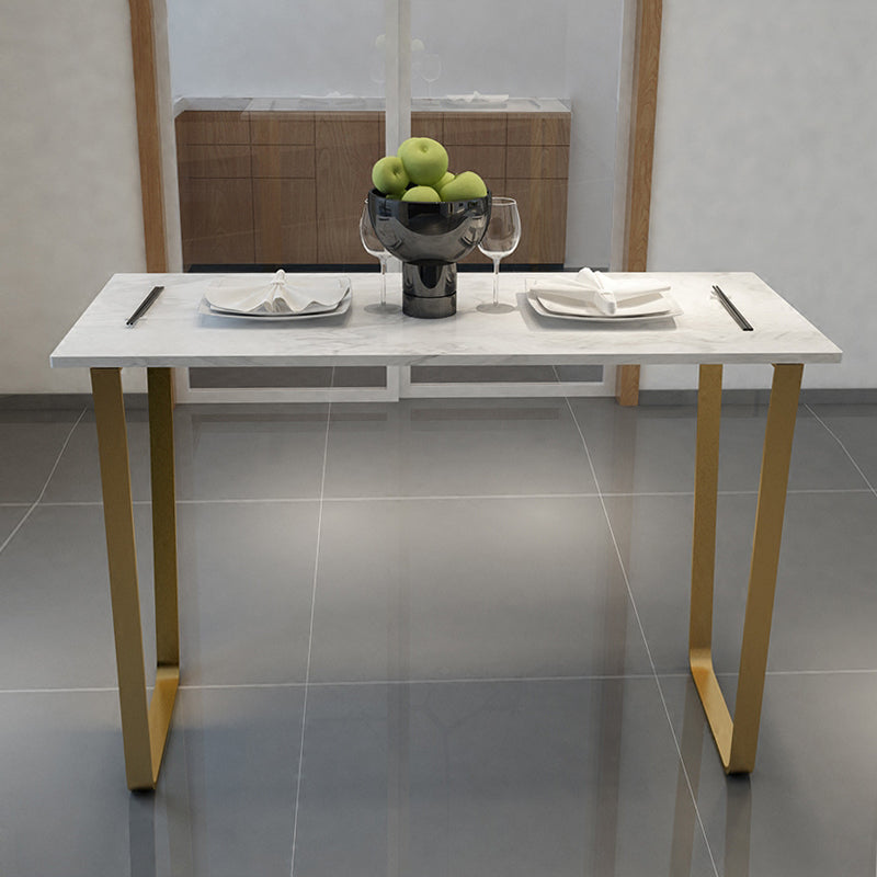 Glam Indoor Bar Dining Table White Marble Rectangle Counter Table