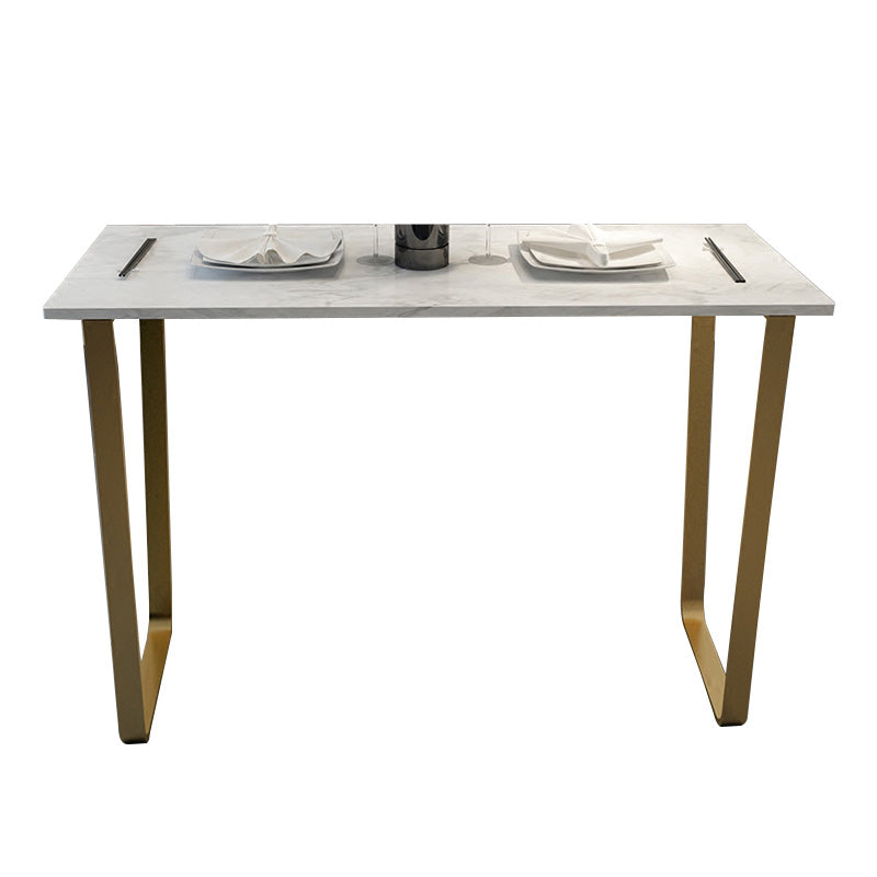 Glam Indoor Bar Dining Table White Marble Rectangle Counter Table