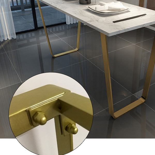 Glam Indoor Bar Dining Table White Marble Rectangle Counter Table