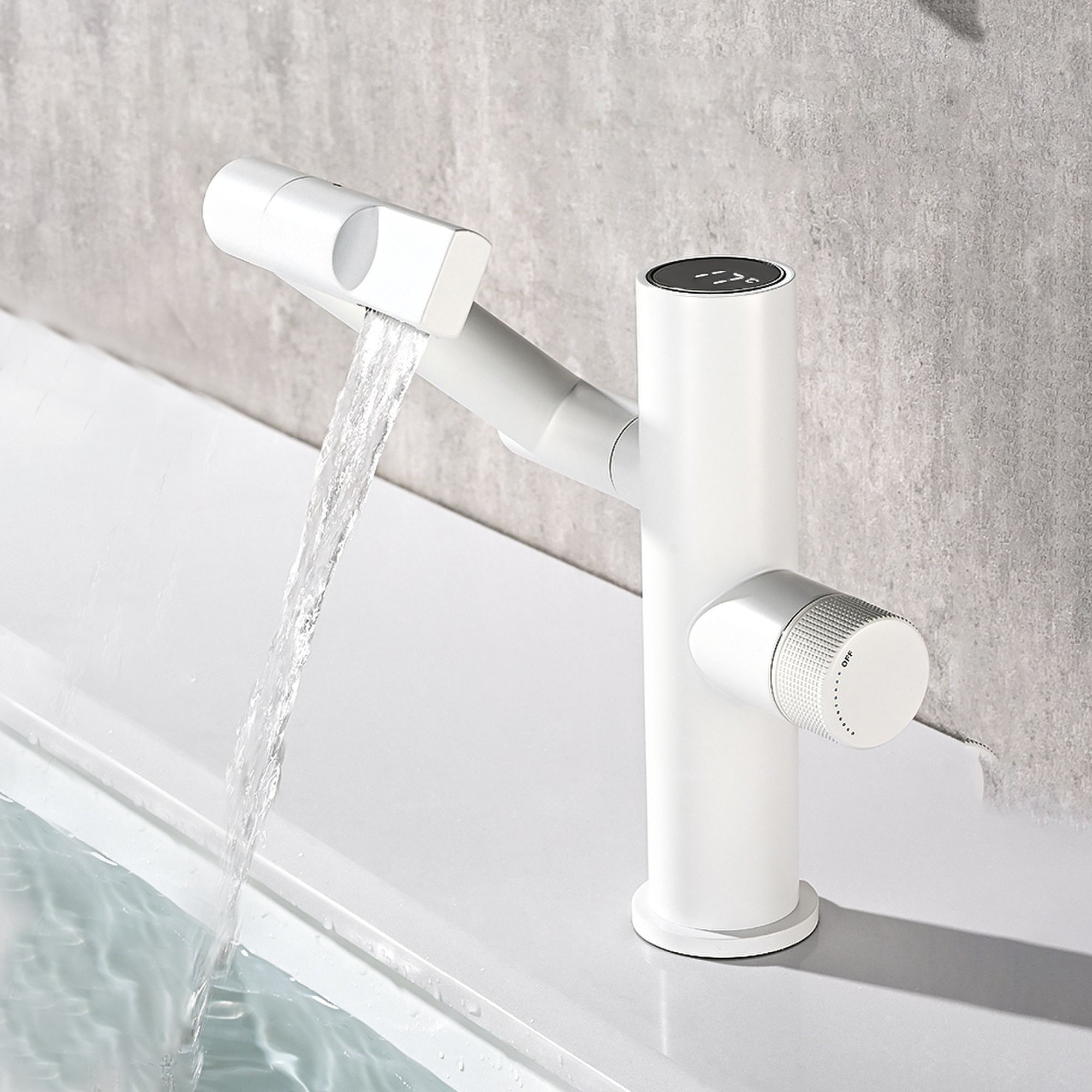 Waterfall Spout Basin Lavatory Faucet Modern Metal Lavatory Faucet