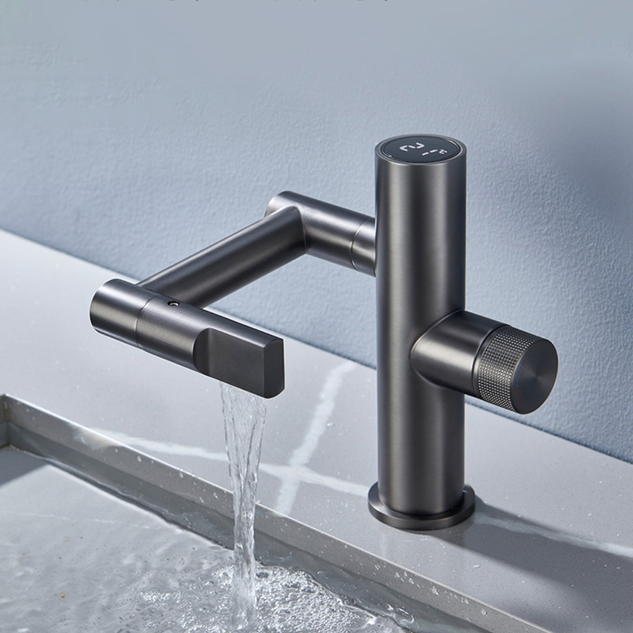 Waterfall Spout Basin Lavatory Faucet Modern Metal Lavatory Faucet