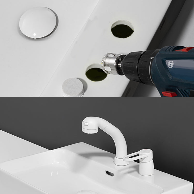 Modern Low Profile Kitchen Faucet Bathroom Sink Faucet in White