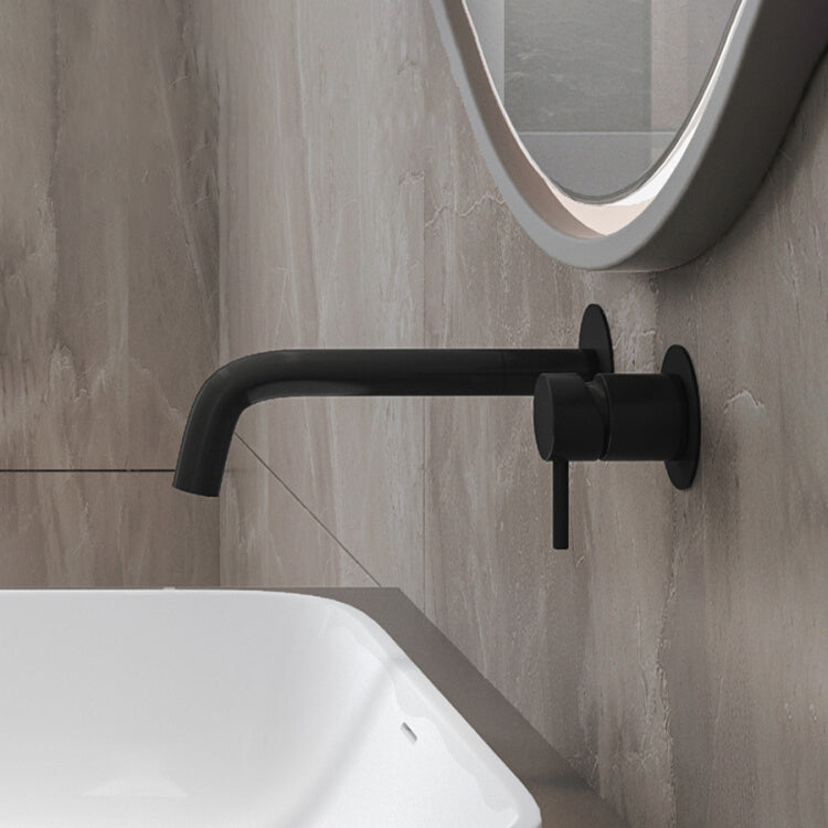 Single Handle Bathroom Faucet Modern Wall Mounted Widespread Lavatory Faucet