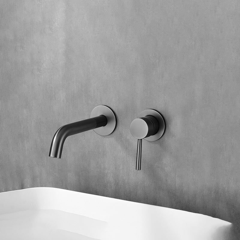 Single Handle Bathroom Faucet Modern Wall Mounted Widespread Lavatory Faucet