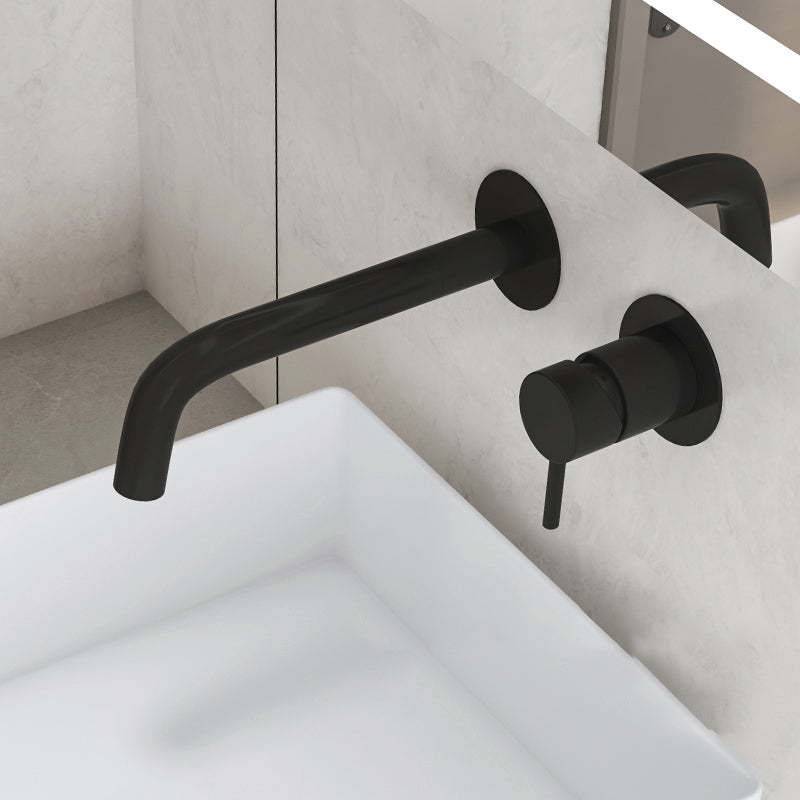 Single Handle Bathroom Faucet Modern Wall Mounted Widespread Lavatory Faucet