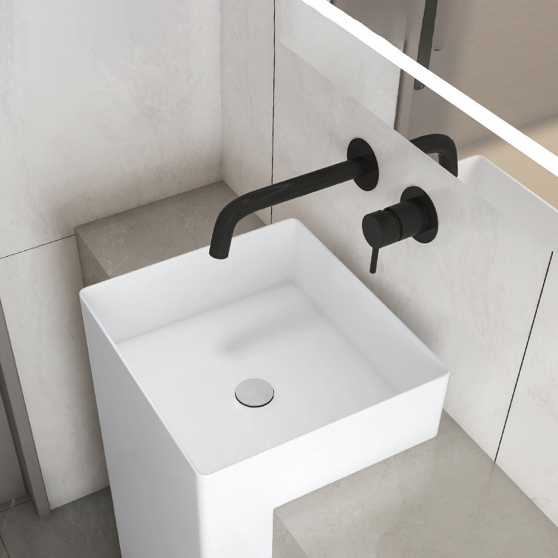 Single Handle Bathroom Faucet Modern Wall Mounted Widespread Lavatory Faucet