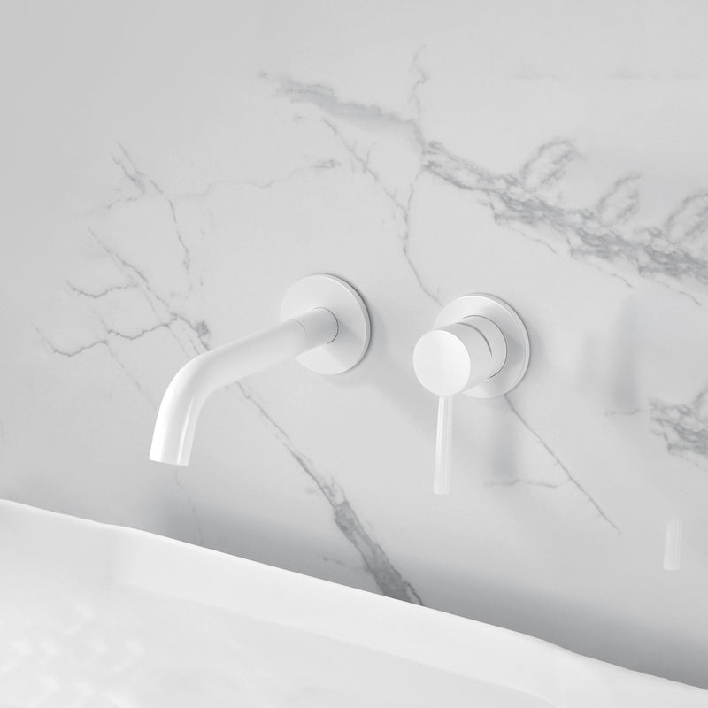 Single Handle Bathroom Faucet Modern Wall Mounted Widespread Lavatory Faucet