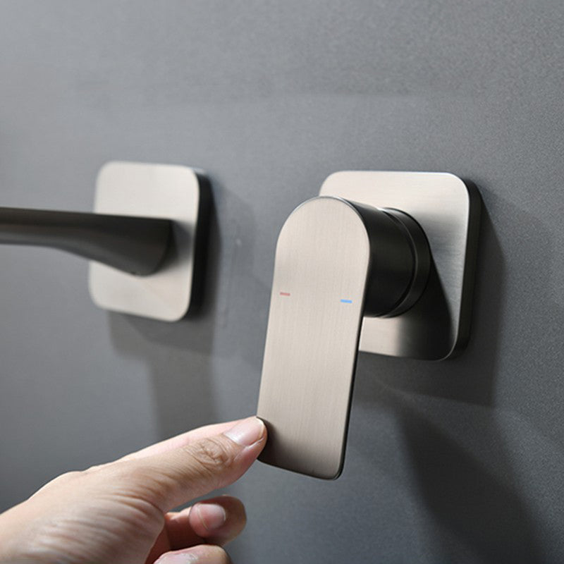 Metal Wall Mounted Bathroom Faucet Modern Widespread Sink Faucet