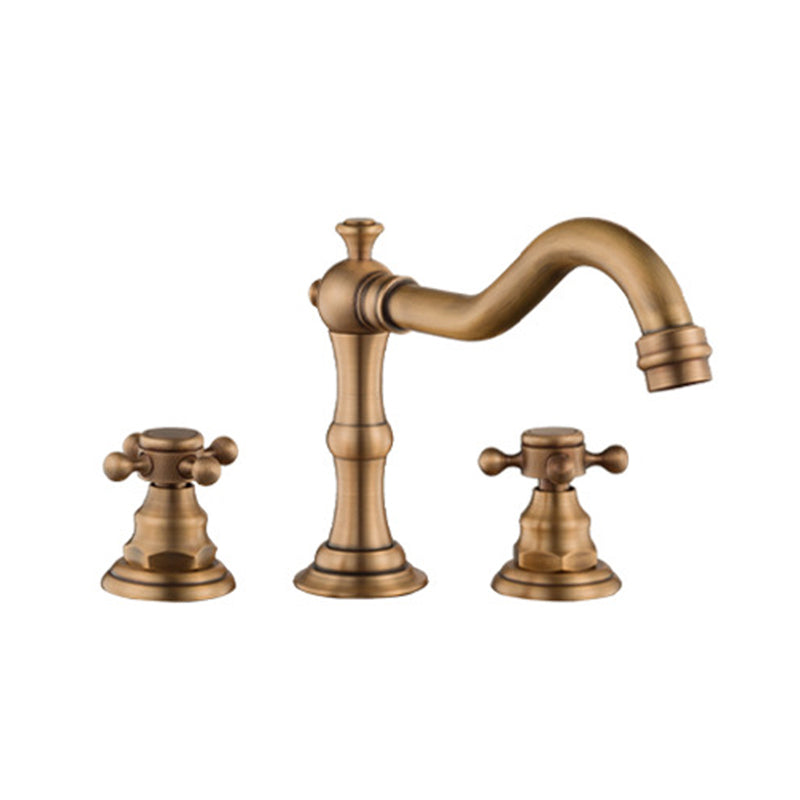 European Style Widespread Basin Faucet Brass 2 Handle Bathroom Vessel Faucet with Hoses