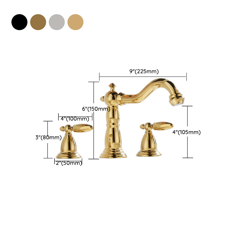 European Style Widespread Basin Faucet Brass 2 Handle Bathroom Vessel Faucet with Hoses