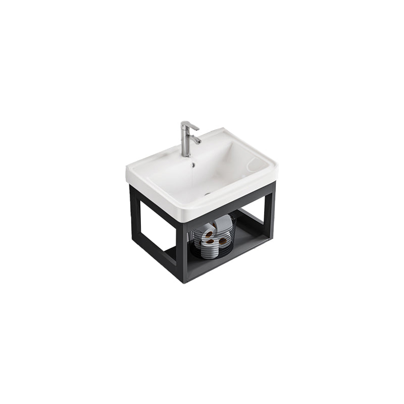 Bathroom Vanity Set Wall Mounted Storage Shelf Ceramic Sink Mirror Vanity Sink with Faucet