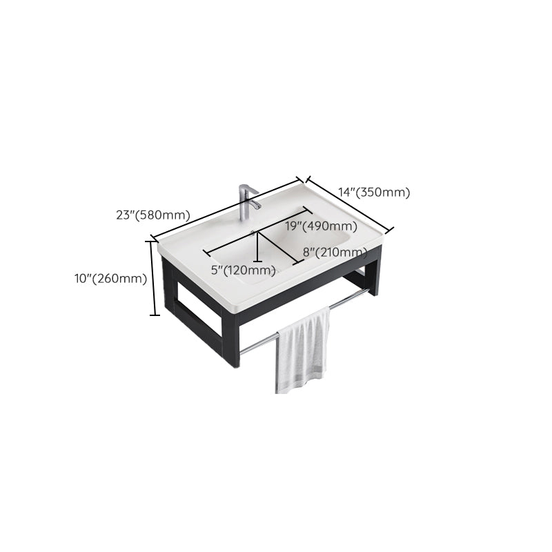 Bathroom Vanity Set Wall Mounted Storage Shelf Ceramic Sink Mirror Vanity Sink with Faucet