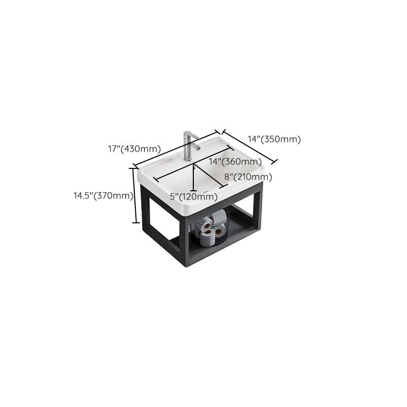 Bathroom Vanity Set Wall Mounted Storage Shelf Ceramic Sink Mirror Vanity Sink with Faucet