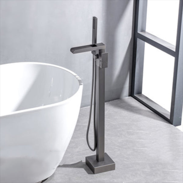 Floor Mounted Metal Freestanding Tub Filler One Handle Waterfall Freestanding Faucet