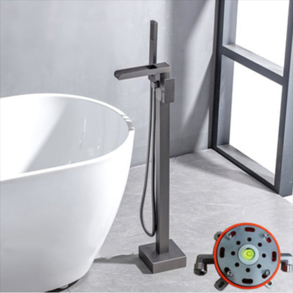 Floor Mounted Metal Freestanding Tub Filler One Handle Waterfall Freestanding Faucet
