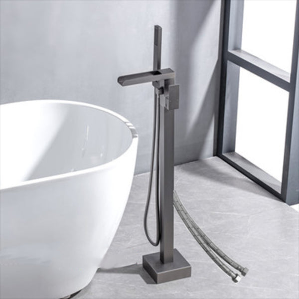 Floor Mounted Metal Freestanding Tub Filler One Handle Waterfall Freestanding Faucet