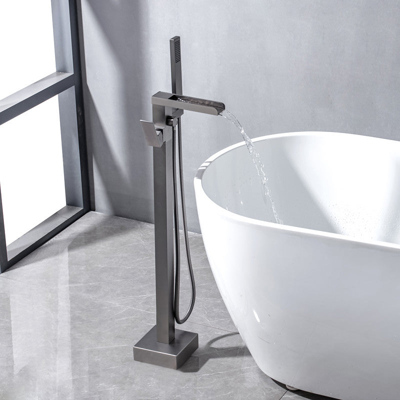 Floor Mounted Metal Freestanding Tub Filler One Handle Waterfall Freestanding Faucet