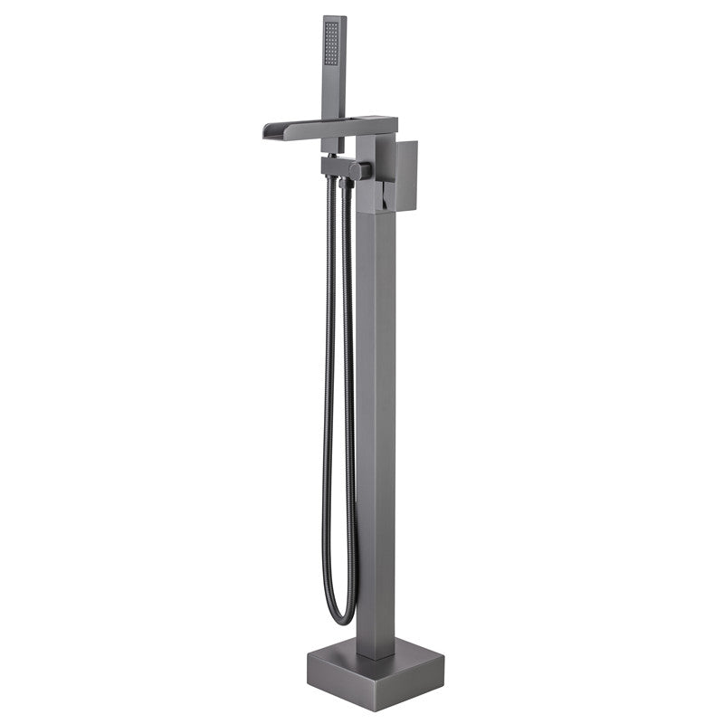 Floor Mounted Metal Freestanding Tub Filler One Handle Waterfall Freestanding Faucet