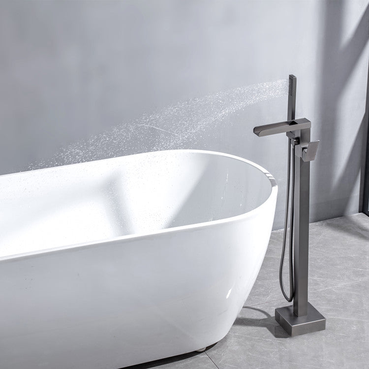 Floor Mounted Metal Freestanding Tub Filler One Handle Waterfall Freestanding Faucet