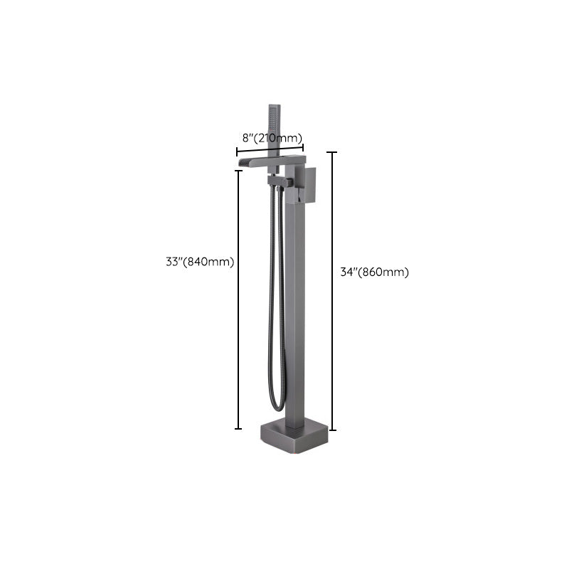 Floor Mounted Metal Freestanding Tub Filler One Handle Waterfall Freestanding Faucet