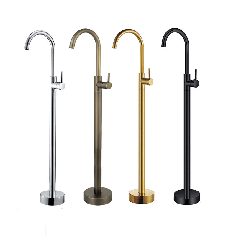 Floor Metal Freestanding Tub Filler Swivel Copper Freestanding Faucet