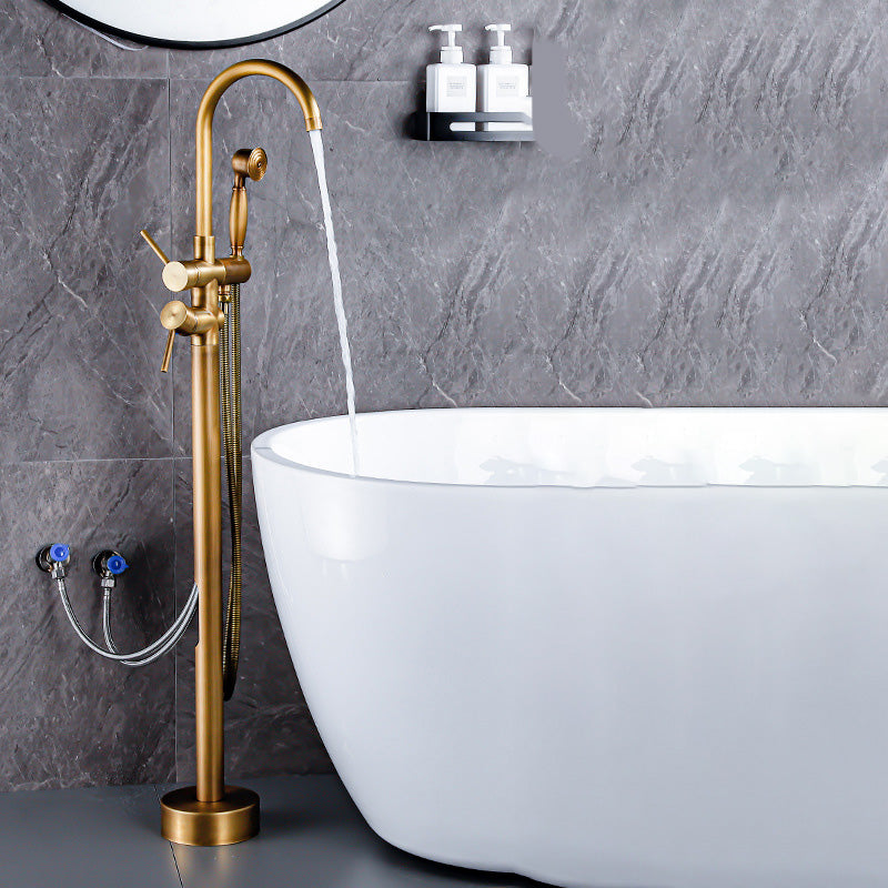 Floor Metal Freestanding Tub Filler Swivel Copper Freestanding Faucet