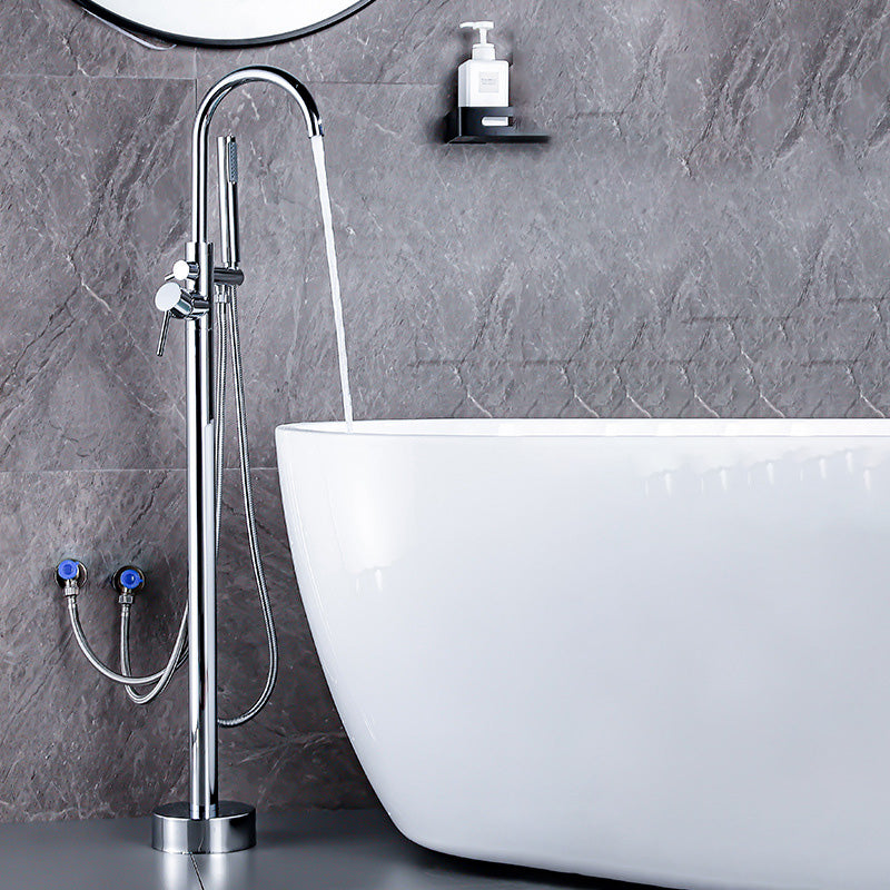 Floor Metal Freestanding Tub Filler Swivel Copper Freestanding Faucet