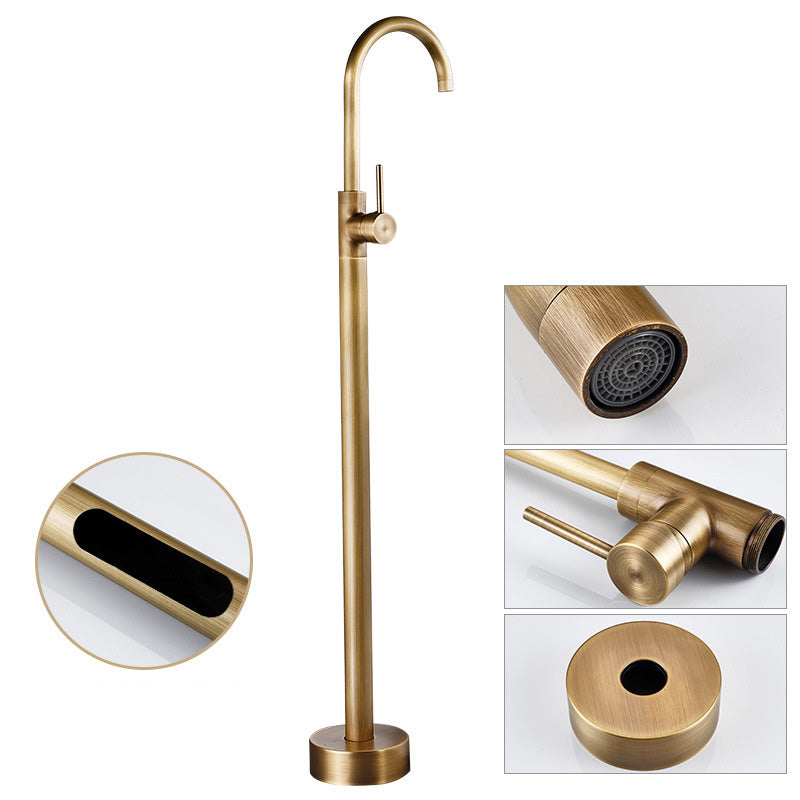 Floor Metal Freestanding Tub Filler Swivel Copper Freestanding Faucet