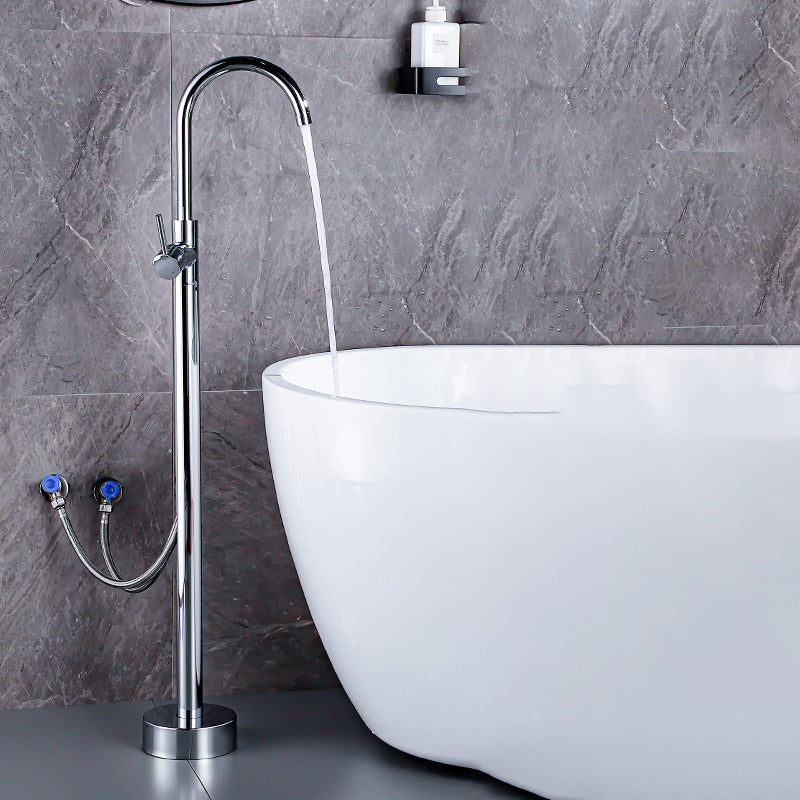 Floor Metal Freestanding Tub Filler Swivel Copper Freestanding Faucet