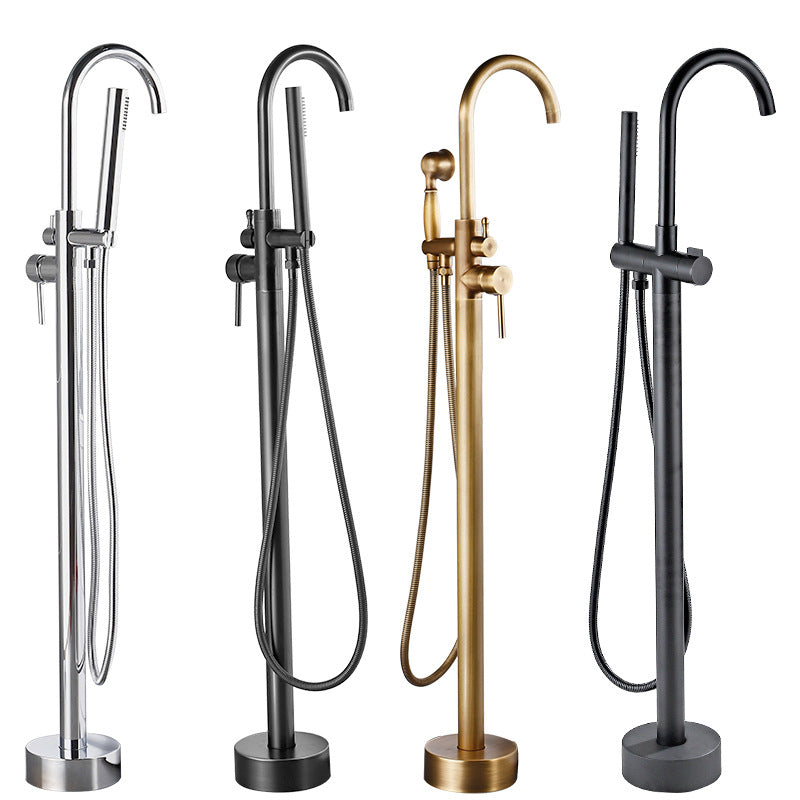Floor Metal Freestanding Tub Filler Swivel Copper Freestanding Faucet