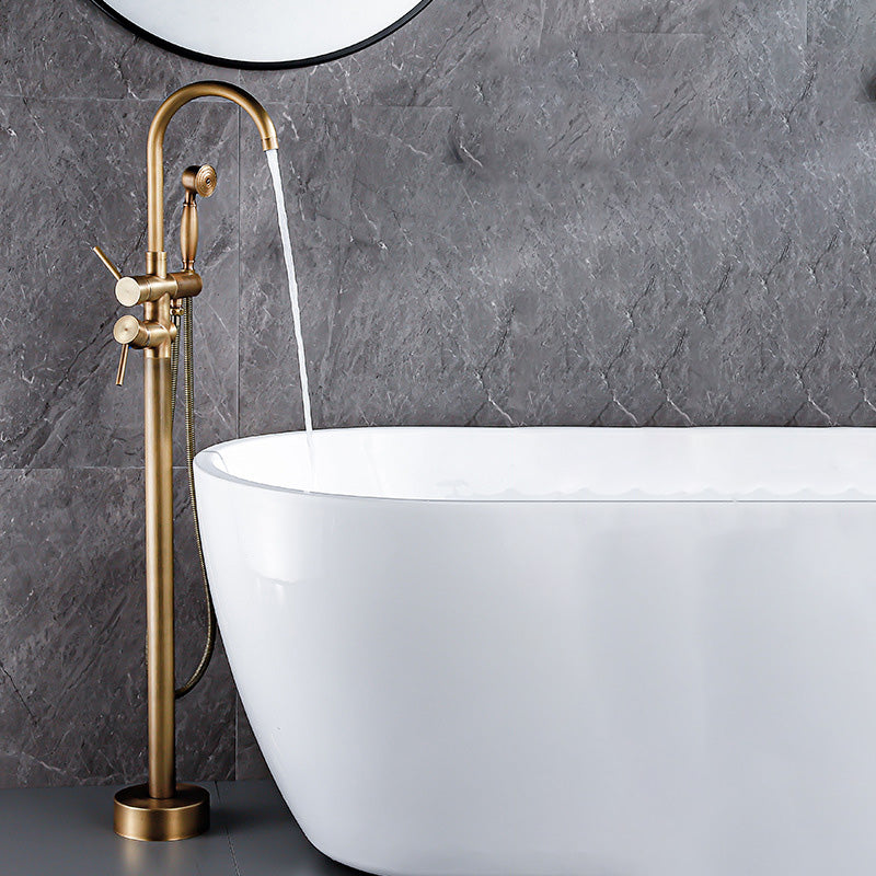 Floor Metal Freestanding Tub Filler Swivel Copper Freestanding Faucet