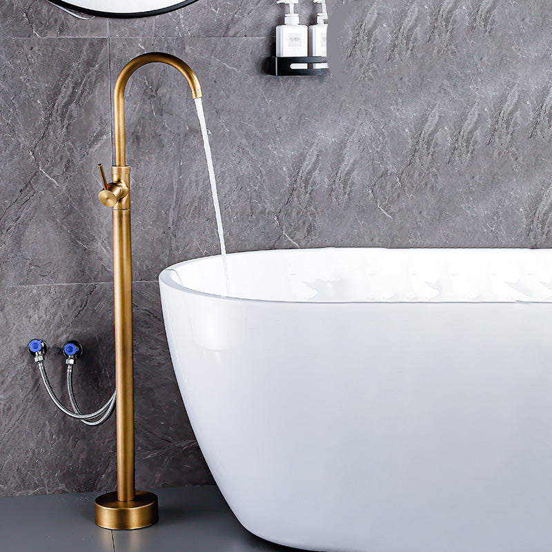 Floor Metal Freestanding Tub Filler Swivel Copper Freestanding Faucet