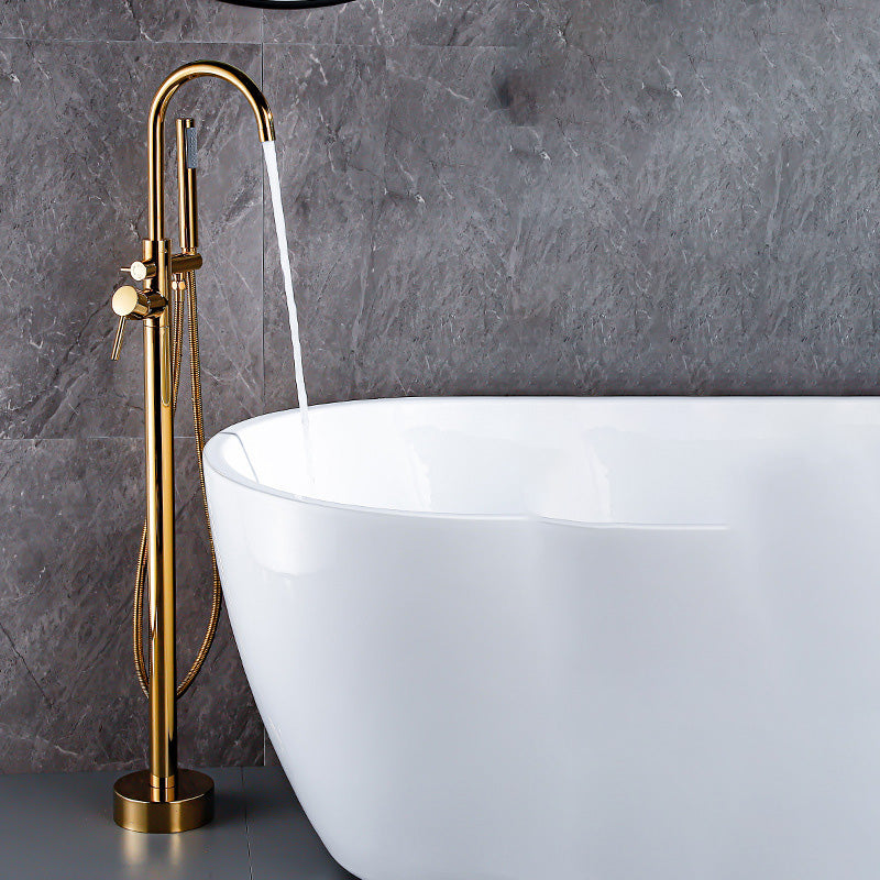Floor Metal Freestanding Tub Filler Swivel Copper Freestanding Faucet