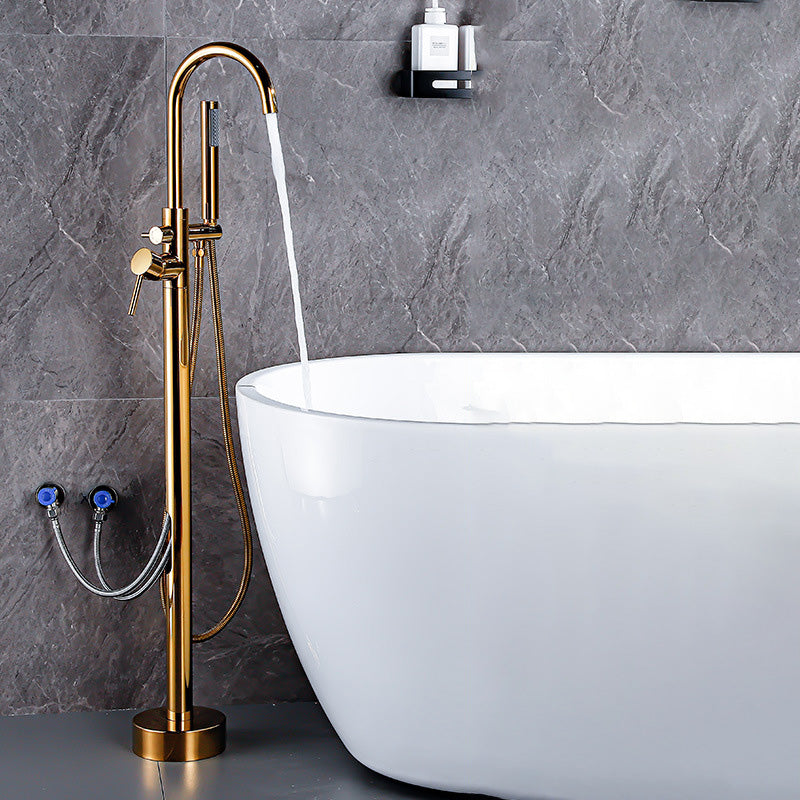 Floor Metal Freestanding Tub Filler Swivel Copper Freestanding Faucet