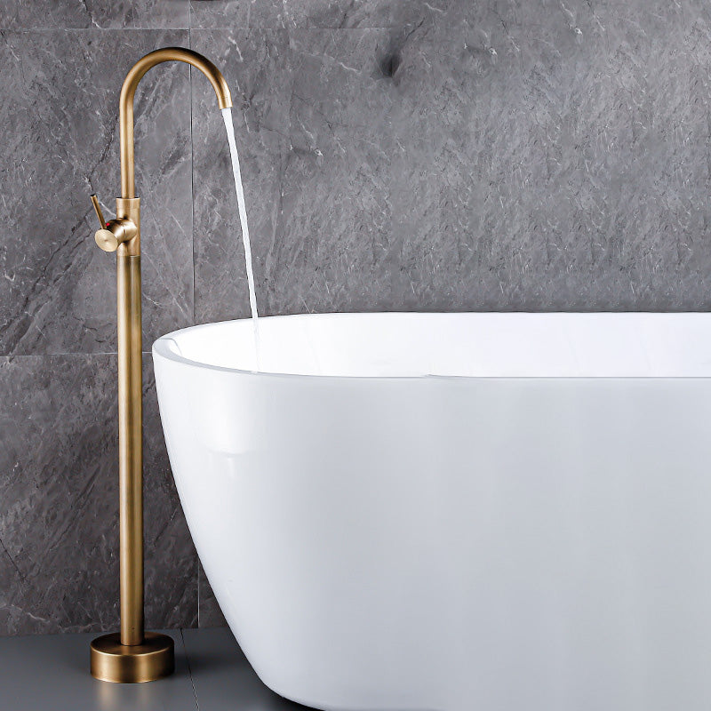 Floor Metal Freestanding Tub Filler Swivel Copper Freestanding Faucet