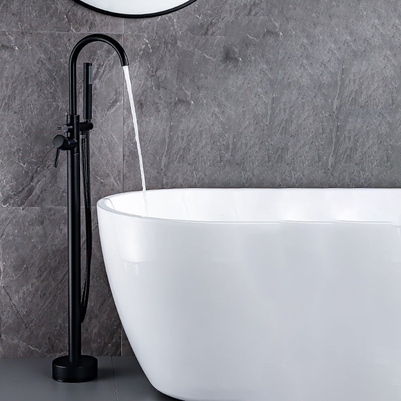 Floor Metal Freestanding Tub Filler Swivel Copper Freestanding Faucet