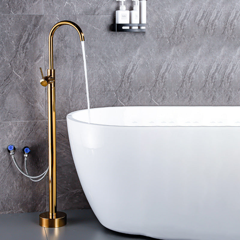 Floor Metal Freestanding Tub Filler Swivel Copper Freestanding Faucet