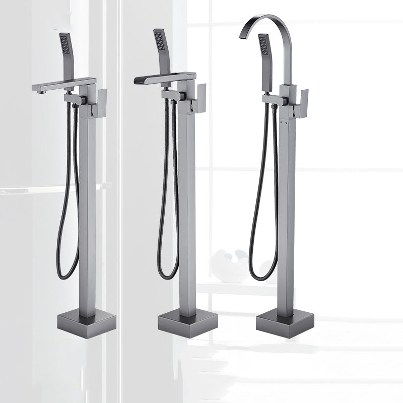 Floor Mounted Metal Freestanding Tub Filler Copper Freestanding Faucet with Hose