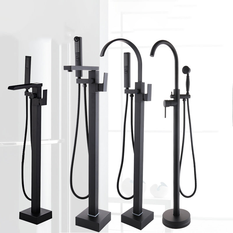 Floor Mounted Metal Freestanding Tub Filler Copper Freestanding Faucet with Hose